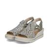 Rieker Perforated Slingback Wedge Sandal - Green Sparkle